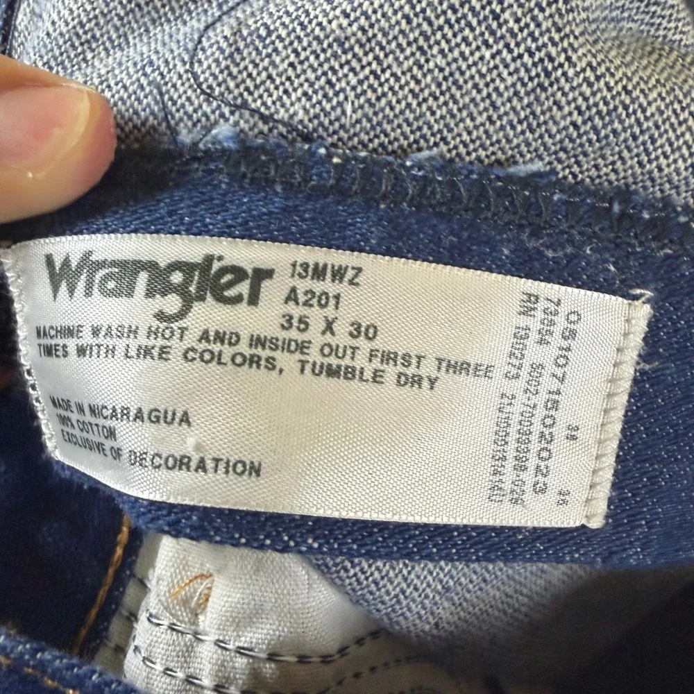 Wrangler 13MWZ Cowboy Cut Original Fit Mens Jeans Blue Denim 35x30 High Rise